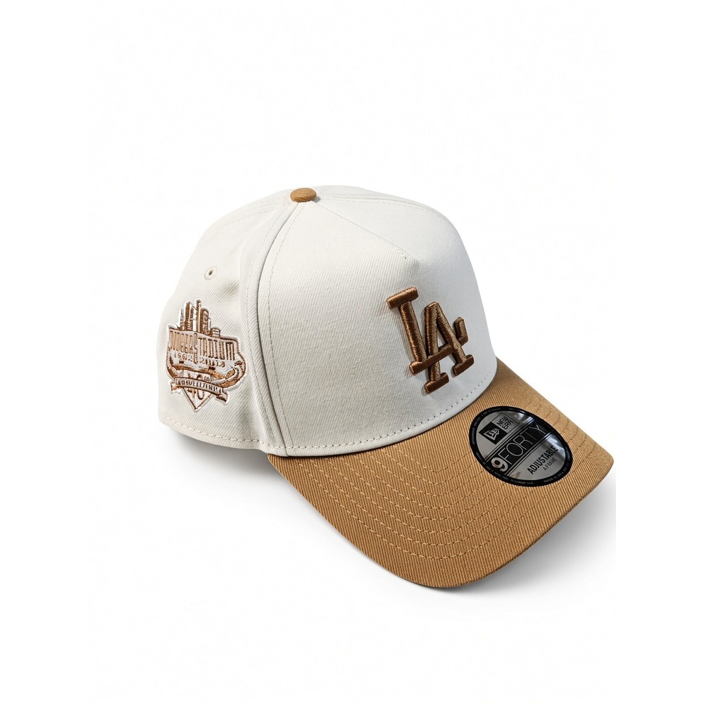 New Era 9FORTY A-Frame LA Dodgers Hat Men OSFM Tan White Cooperstown Snapback